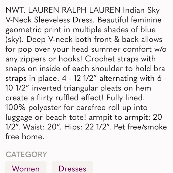 NWT Ralph Lauren blue tile print dress with pockets 10 M - Picture 4 of 9